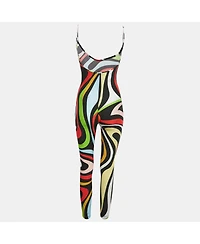 Pre-Owned Emilio Pucci Women's Black Printed Jersey Sleeveless Jumpsuit