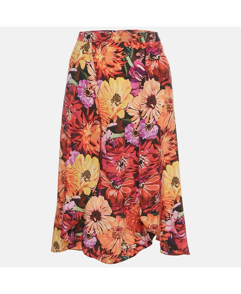 Pre-Owned Stella Mccartney Women's Multicolor Floral Print Silk Wrap Style Skirt