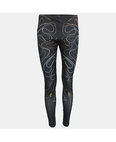 Pre-Owned Alexander Mcqueen Women's Black Zipper Print Jersey Leggings
