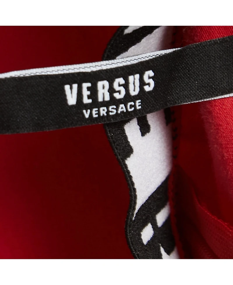 Pre-Owned Versace Women's Pre-Owned Versus Versace Red Cotton Logo Detailed High Neck T-Shirt
