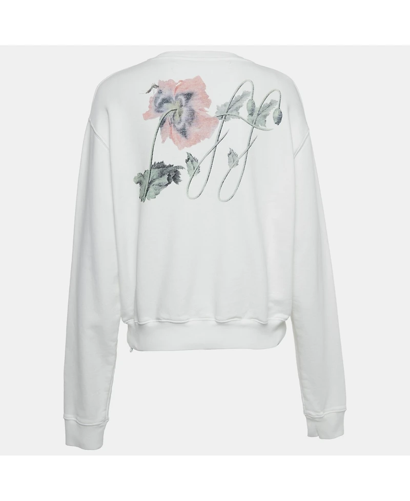 Pre-Owned Off-White Women's White Logo Embroidered Cotton Hoodie