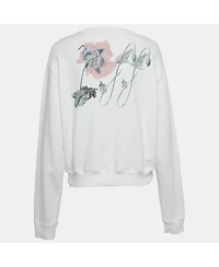 Pre-Owned Off-White Women's White Logo Embroidered Cotton Hoodie