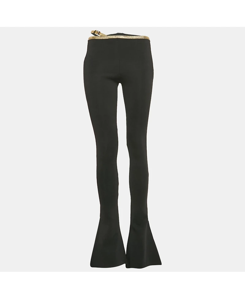 Pre-Owned Balmain Women's Black Jersey Wide-Leg Pants