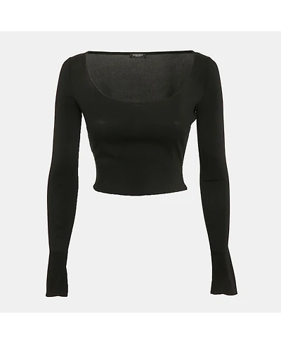 Pre-Owned Versace Women's Black Jersey Long Sleeve Crop Top
