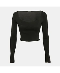 Pre-Owned Versace Women's Black Jersey Long Sleeve Crop Top