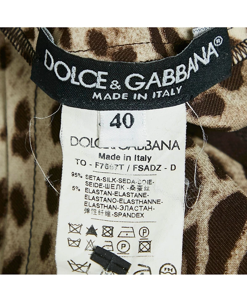 Pre-Owned Dolce & Gabbana Women's Brown Leopard Print Silk Blouse