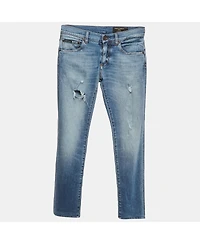 Pre-Owned Dolce & Gabbana Men's Blue Distressed Denim Classic Jeans