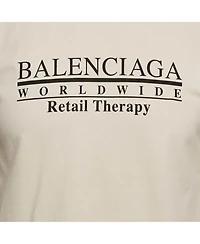 Pre-Owned Balenciaga Men's Beige Logo Print Jersey T-Shirt