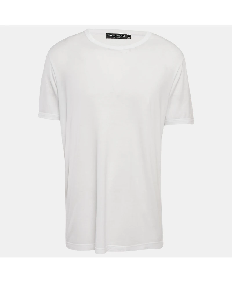Pre-Owned Dolce & Gabbana Men's White Jersey Crewneck T-Shirt