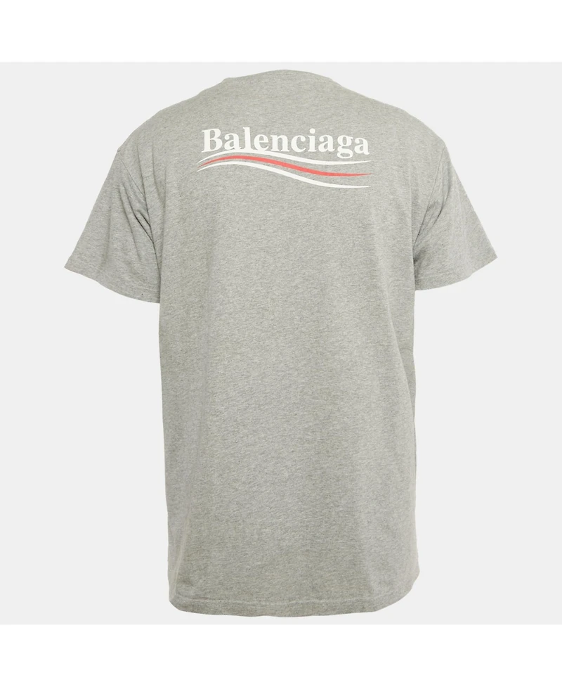 Pre-Owned Balenciaga Men's Grey Political Campaign Print Jersey T-Shirt