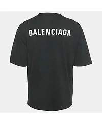 Pre-Owned Balenciaga Men's Black Logo Print Cotton Oversized Crewneck T-Shirt