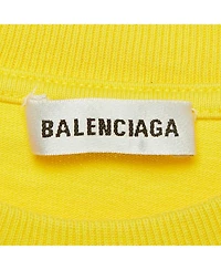 Pre-Owned Balenciaga Men's Yellow Logo Print Cotton Crewneck T-Shirt