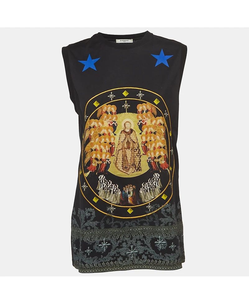 Pre-Owned Givenchy Women's Black Printed Cotton Knit Tank Top