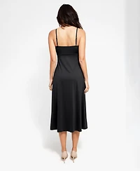 Popilush Women's Shapewear Built-In Sculpting A-Line Midi Slip Dress