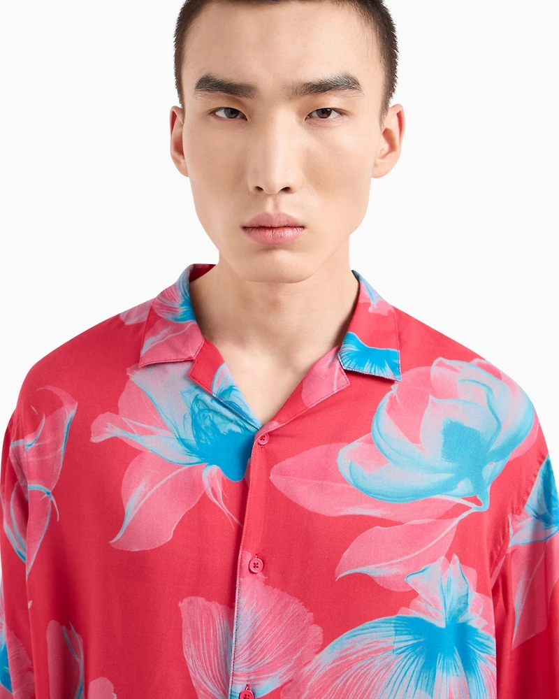 A|X Armani Exchange Men's Boxy-Fit Floral Shirt