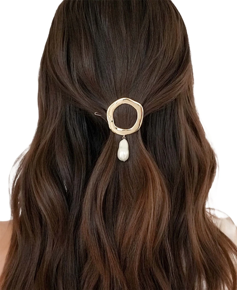 Ettika Open Circle Cultivated Pearl Barrette