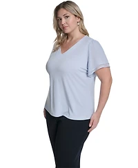 Calvin Klein Plus V-Neck Pull-On Top