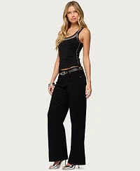 Edikted Womens Roman Low Rise Slouchy Jeans