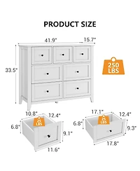 gaomon 7 Drawers Dresser for Bedroom, Farmhouse Wood Dressers & Chest of Drawers for Clothes
