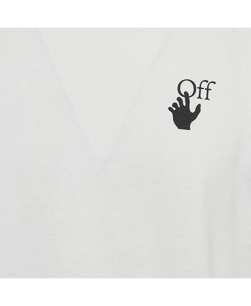 Pre-Owned Off-White Men's White Logo Print Jersey Crew Neck T-Shirt