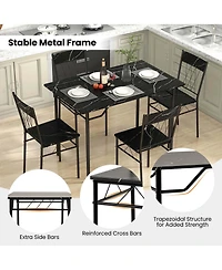 Costway 5PCS Dining Table Set for 4 Rectangular Kitchen & Chairs with Metal Frame Cement