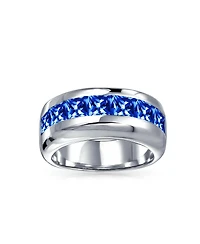 Bling Jewelry Channel Set Cubic Zirconia Cz Invisible Cut Half Eternity Band Sterling Silver 9MM