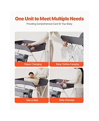 Slickblue Foldable Baby Changing Table with Wheels and Side Basket