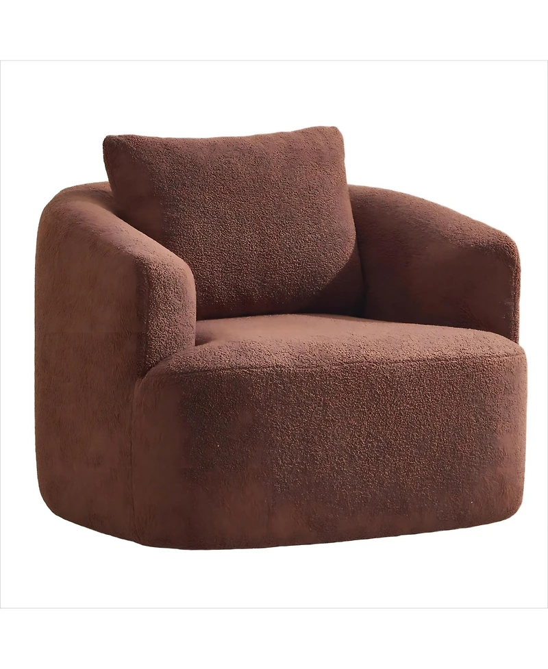 Boyelliving Mid-Century Modern Accent Chair, Armchair Living Room Chair, Comfy Single Sofa Chair, Polyester Fabric Chair for Living Room