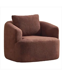 Boyelliving Mid-Century Modern Accent Chair, Armchair Living Room Chair, Comfy Single Sofa Chair, Polyester Fabric Chair for Living Room