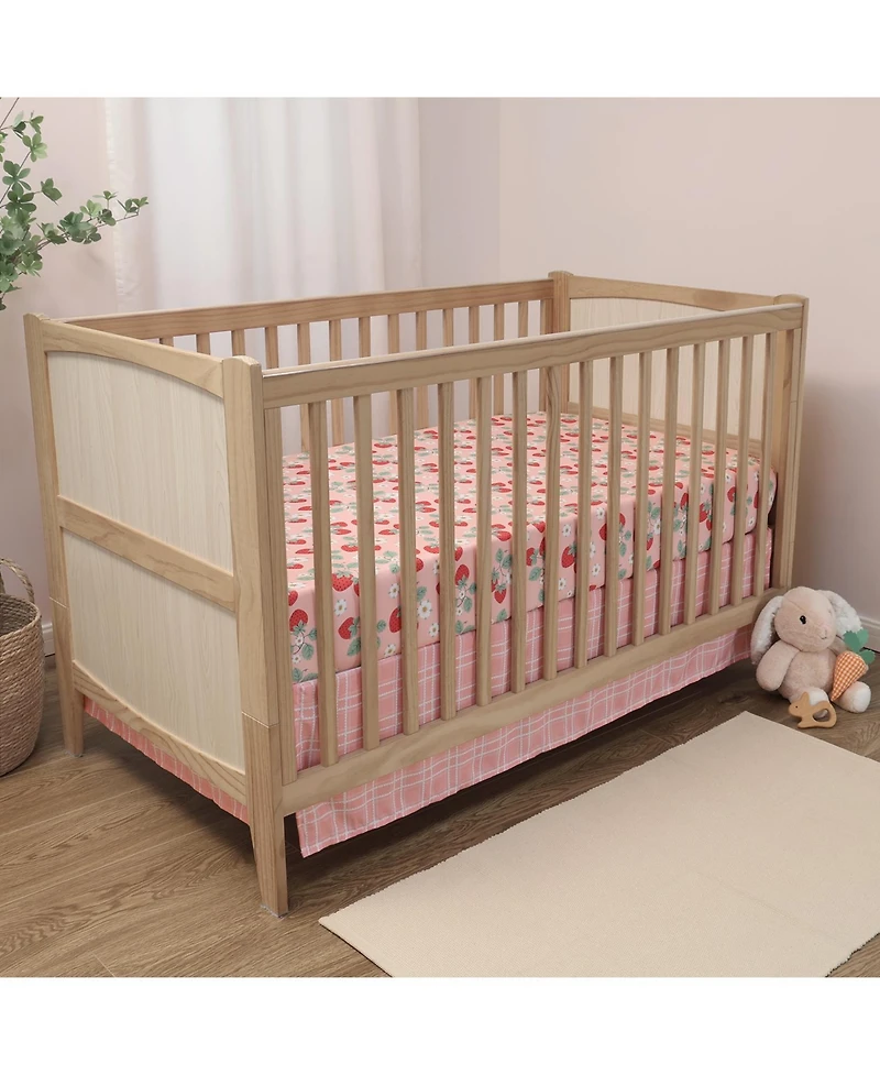 The Peanutshell Crib Bedding Set for Baby Girls, Strawberry Sweet, 3 Pieces