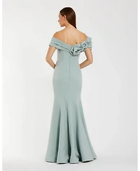 Mac Duggal Women's 3D Floral Crepe Off The Shoulder Gown.