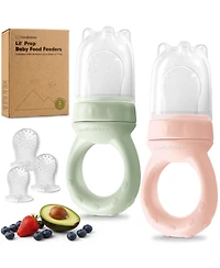 KeaBabies 2-Pack Prep Baby Food Feeder, Bpa-Free Silicone Fruit Feeder for Teething, 6-12 Months Blw Feeding Essentials