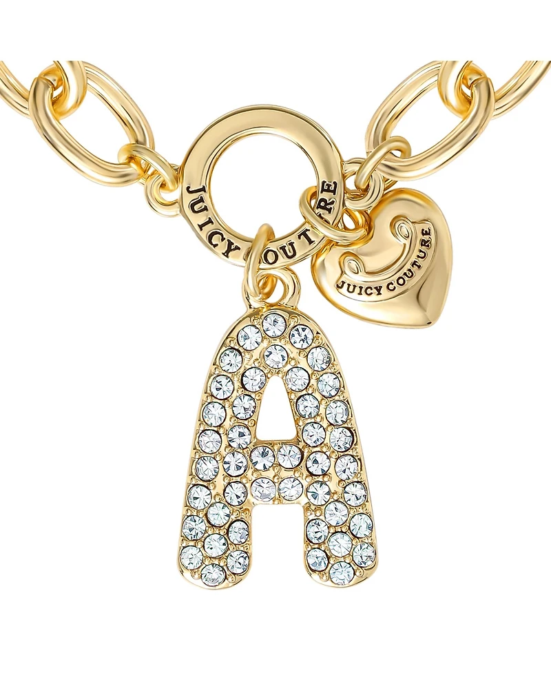 Juicy Couture Pave Initial Charm Bracelet - 7.5'' Gold Tone Link