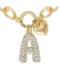 Juicy Couture Pave Initial Charm Bracelet - 7.5'' Gold Tone Link