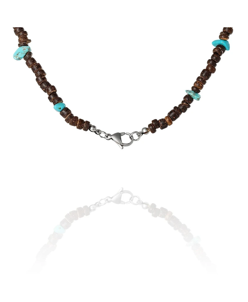 Lucky Brand Men s Wood & Turquoise Beaded 22'' Necklace, Heishi and Turquoise Beads