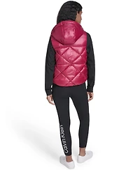 Calvin Klein Women's Performance Diamond Quilt Hooded Puffer Vest