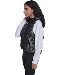 Calvin Klein Women's Performance Diamond Quilt Hooded Puffer Vest