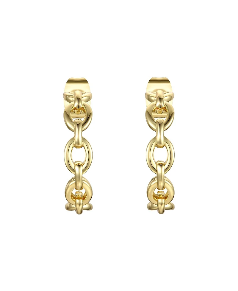 Sterling Silver Modern Chain Link C-Hoop Earrings