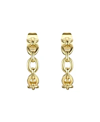 Sterling Silver Modern Chain Link C-Hoop Earrings