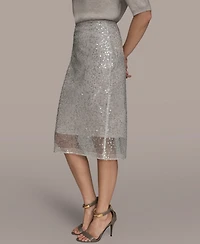 Donna Karan New York Women's Sequin Detail Mesh Pencil Skirt