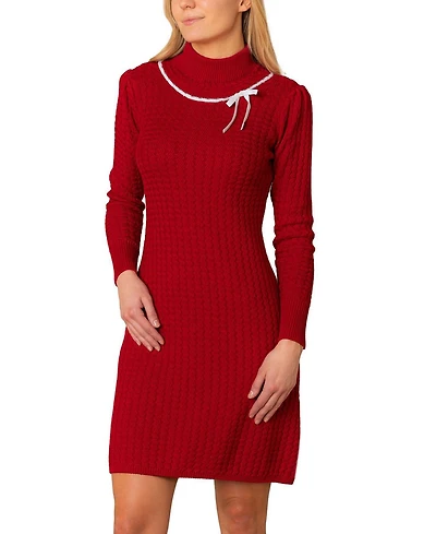 Hope & Henry Women's Organic Mock Neck Cable Sweater Dress