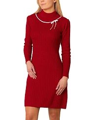 Hope & Henry Women's Organic Mock Neck Cable Sweater Dress