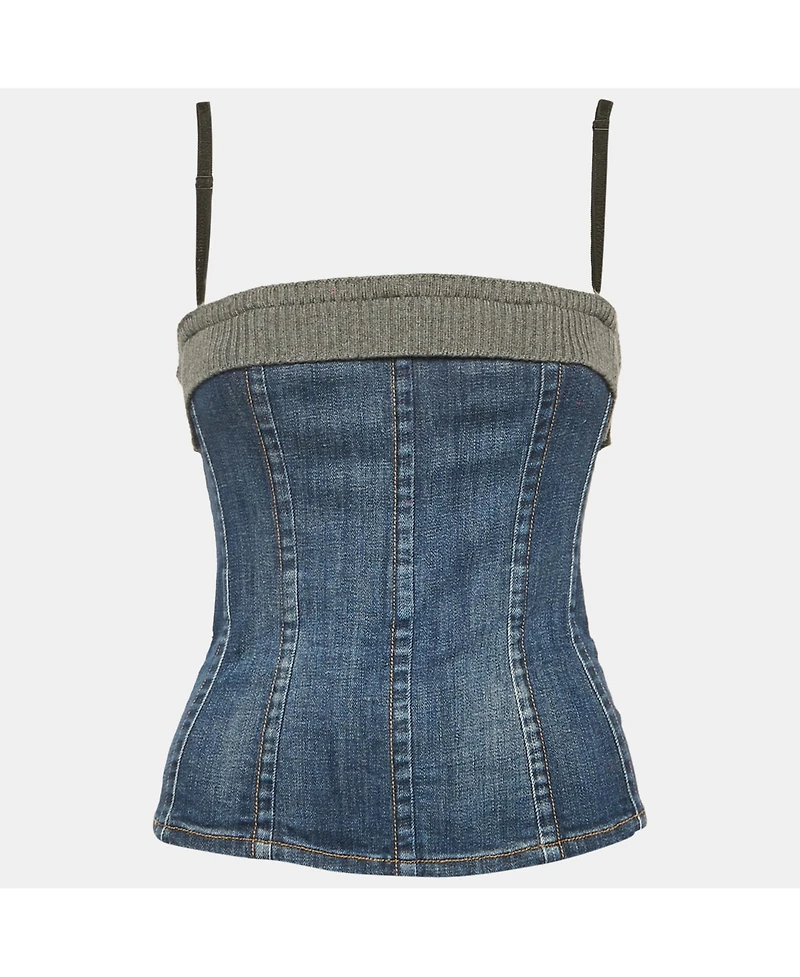 Pre-Owned Dolce & Gabbana Women's Blue Denim Sleeveless Bustier Top