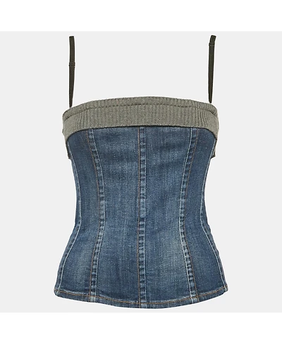Pre-Owned Dolce & Gabbana Women's Blue Denim Sleeveless Bustier Top