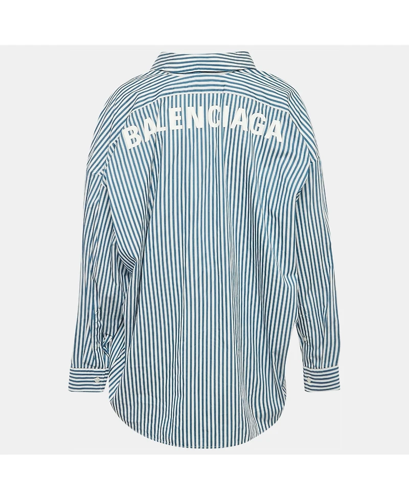 Pre-Owned Balenciaga Women's Stripe Cotton Poplin Swing Shirt