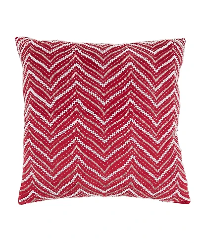 Saro Lifestyle Velvet Beaded Chevron Down Filled Decorative Pillow, 20" x 20"