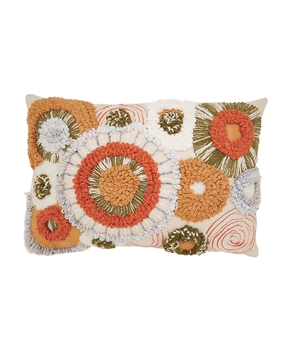 Saro Lifestyle Boho Circles Poly Filled Decorative Pillow, 16" x 24"