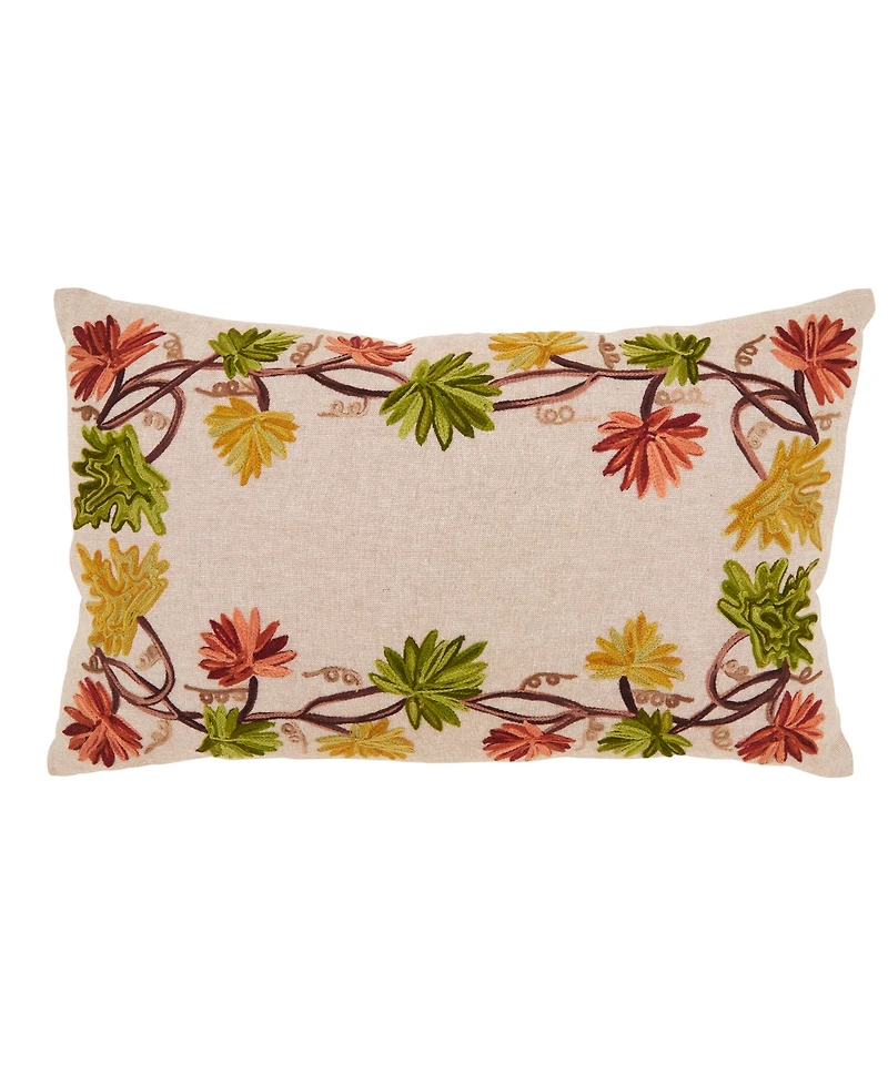 Saro Lifestyle Golden Grove Leaf Poly Filled Decorative Pillow