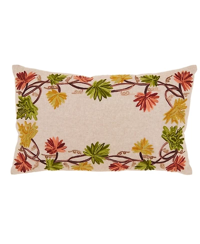 Saro Lifestyle Golden Grove Leaf Poly Filled Decorative Pillow