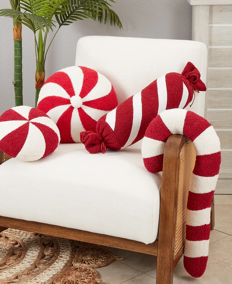 Saro Lifestyle Sweet Dreams Candy Cane Poly Filled Decorative Pillow, 9" x 16"